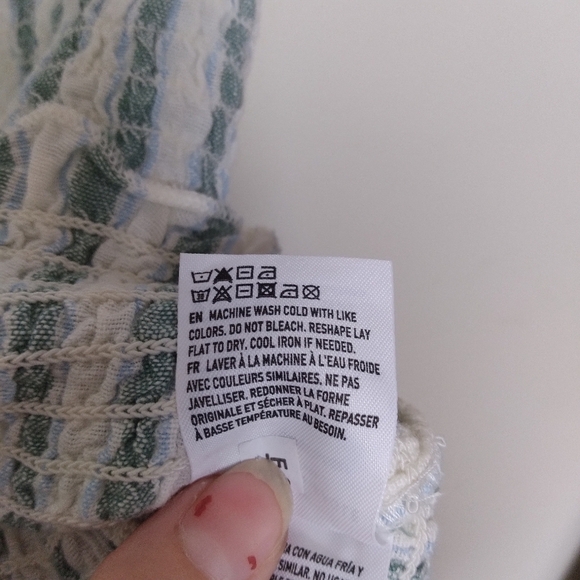 American Eagle Green and White Striped Linen Blend Halter Crop Top Size Small - Picture 8 of 8